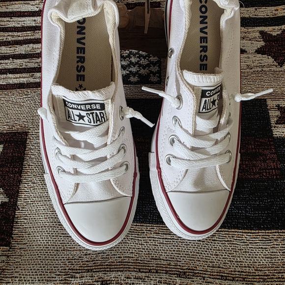 Converse White Canvas Sneakers with Red Stripe - Picture 2 of 7